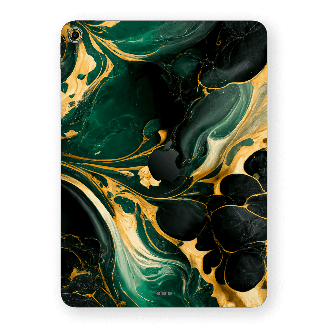 iPad AIR 4/5 (2020/2022) Print Printed Custom SIGNATURE Agate Geode Royal Green Gold Skin Wrap Sticker Decal Cover Protector by EasySkinz | EasySkinz.com