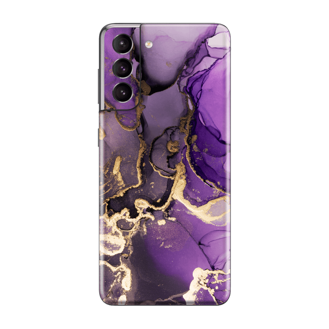 Samsung Galaxy S21+ PLUS Print Printed Custom SIGNATURE AGATE GEODE Purple-Gold Skin Wrap Sticker Decal Cover Protector by EasySkinz | EasySkinz.com