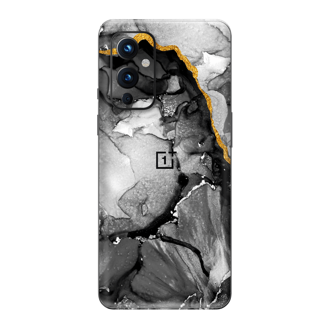 OnePlus 9 Print Printed Custom Signature AGATE GEODE Graphite-Gold Skin Wrap Sticker Decal Cover Protector by EasySkinz