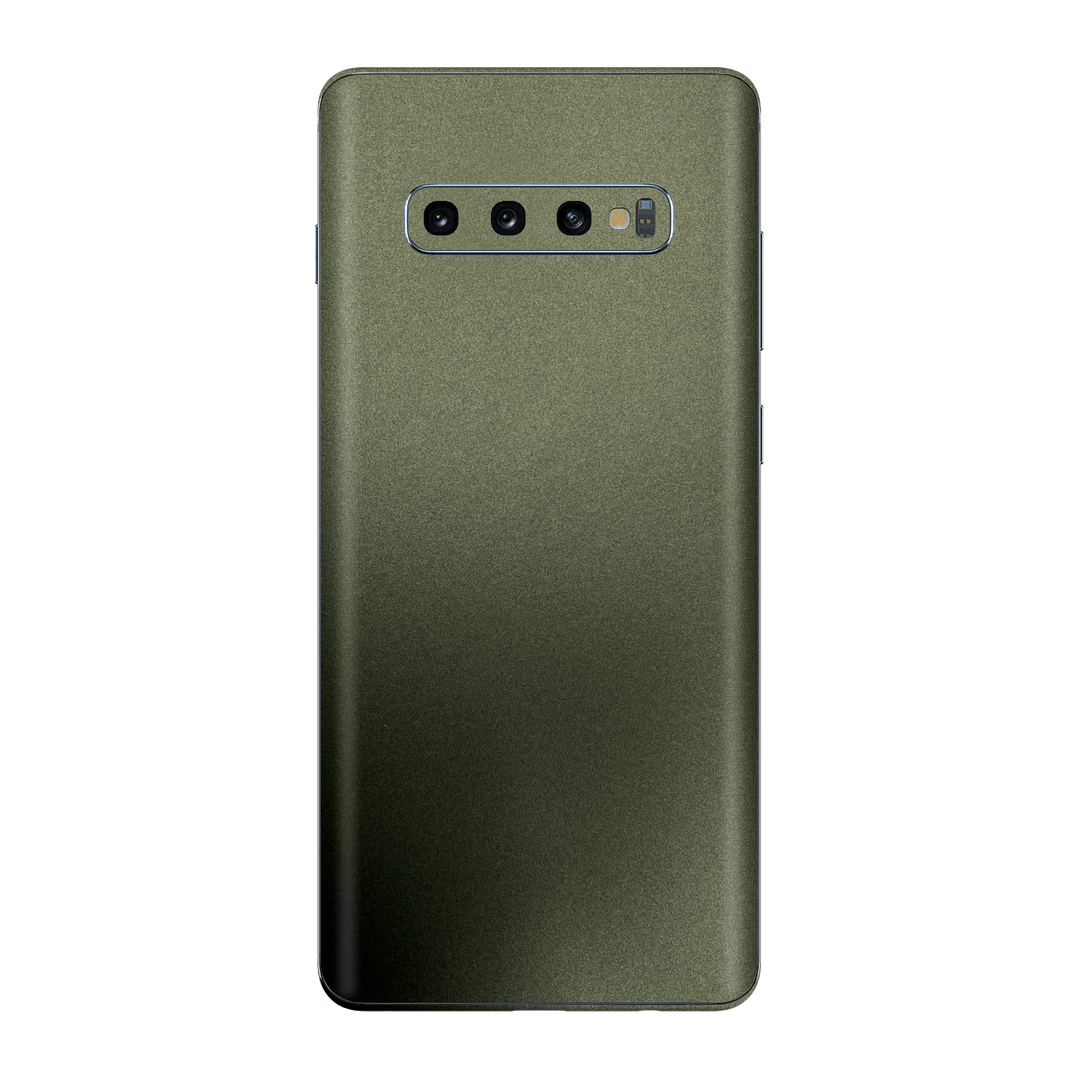 Samsung Galaxy S10+ PLUS Military Green Metallic Skin Wrap Sticker Decal Cover Protector by EasySkinz | EasySkinz.com
