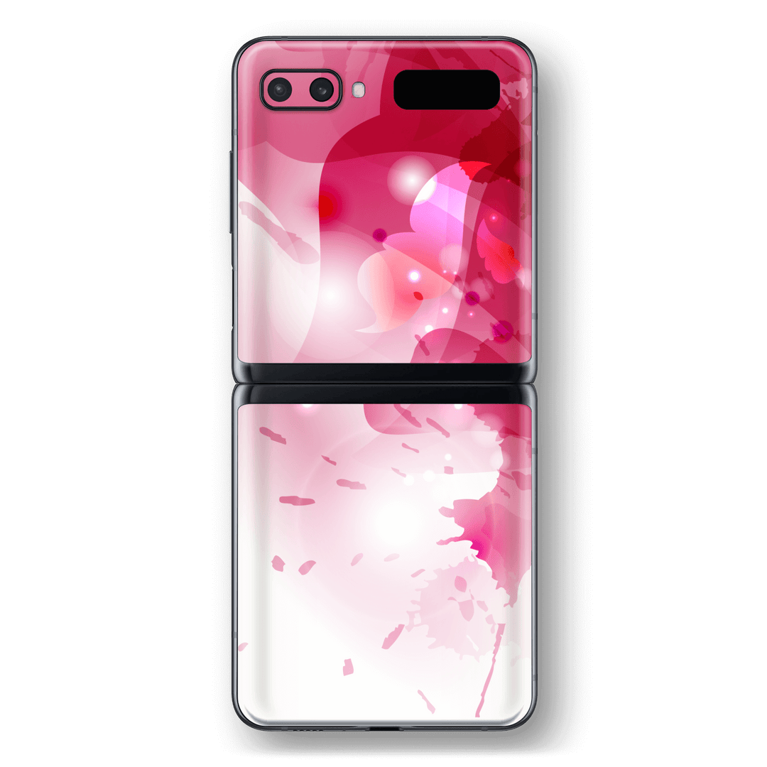 Samsung Galaxy Z Flip 5G Print Printed Custom SIGNATURE Ruby-Pink Splash Skin Wrap Sticker Decal Cover Protector by EasySkinz
