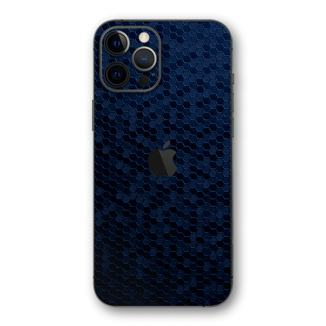 iPhone 12 Pro MAX Navy Blue Honeycomb 3D Textured Skin Wrap Sticker Decal Cover Protector by EasySkinz