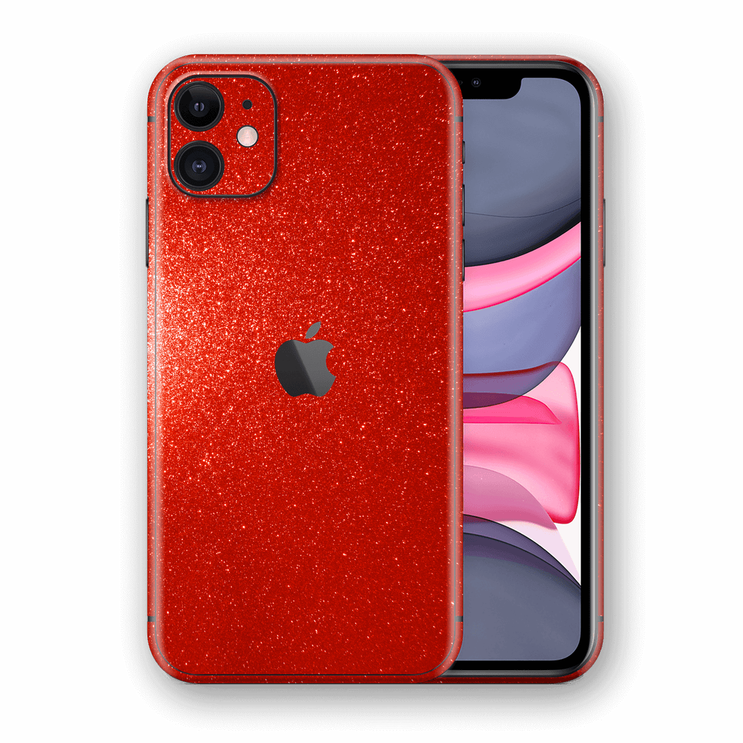 iPhone 11 Diamond RED Shimmering, Sparkling, Glitter Skin, Wrap, Decal, Protector, Cover by EasySkinz | EasySkinz.com